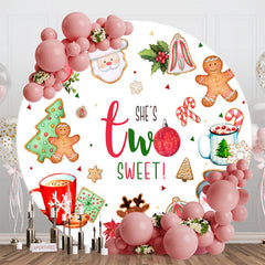 Aperturee - Shes Two Sweet Round Christmas 2nd Birthday Backdrop