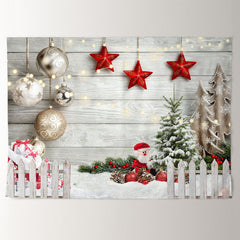 Aperturee - Shiny Ball Star On The Wall Merry Christmas Backdrop