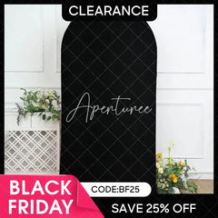 Aperturee - (Ship In 24HR) Black Spandex Fit Round Top Backdrop Wedding Arch Cover
