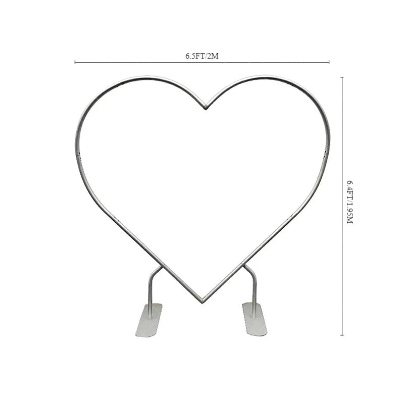 Lofaris Silver 6.5X6.4FT Heart Shape Balloon Flower Arch Frame