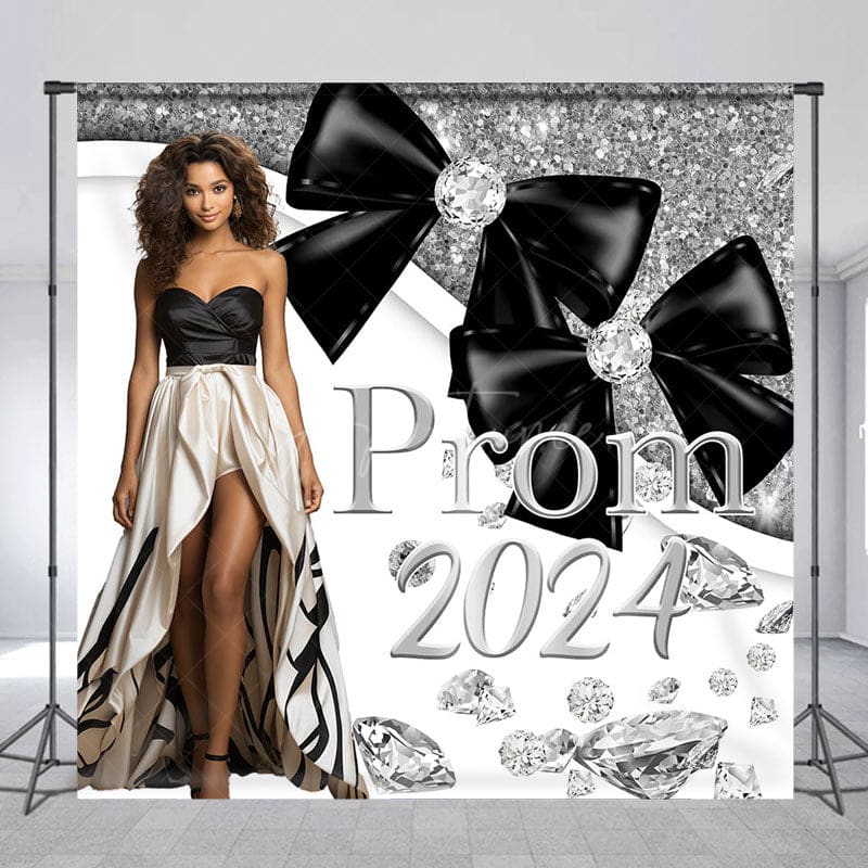 Aperturee - Silver And White Diamond Custom Prom 2024 Backdrop