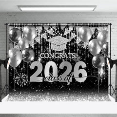 Aperturee - Silver Balloon Flag Congrats 2026 Photo Backdrop