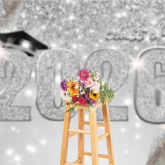 Aperturee - Silver Glitter Confetti 2026 Graduation Party Backdrop