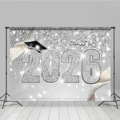 Aperturee - Silver Glitter Confetti 2026 Graduation Party Backdrop