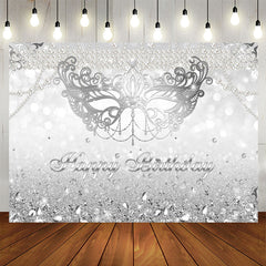 Aperturee - Silver Glitter Diamonds Bokeh Mask Birthday Backdrop