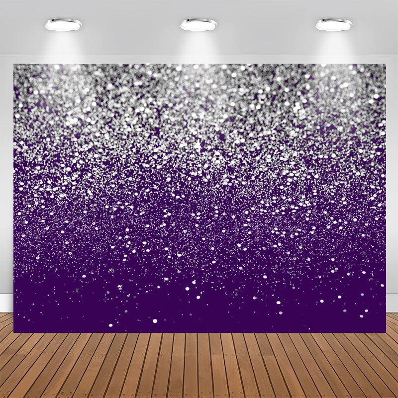 Aperturee - Silver Glitter Purple Birthday Party Decoration Backdrop