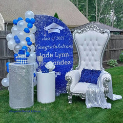 Aperturee - Aperturee Silver Half Moon Arch Backdrop Stand Frame for Wedding