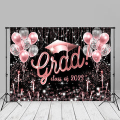 Aperturee - Silver Pink Glitter Bokeh Graduation Photo Backdrop