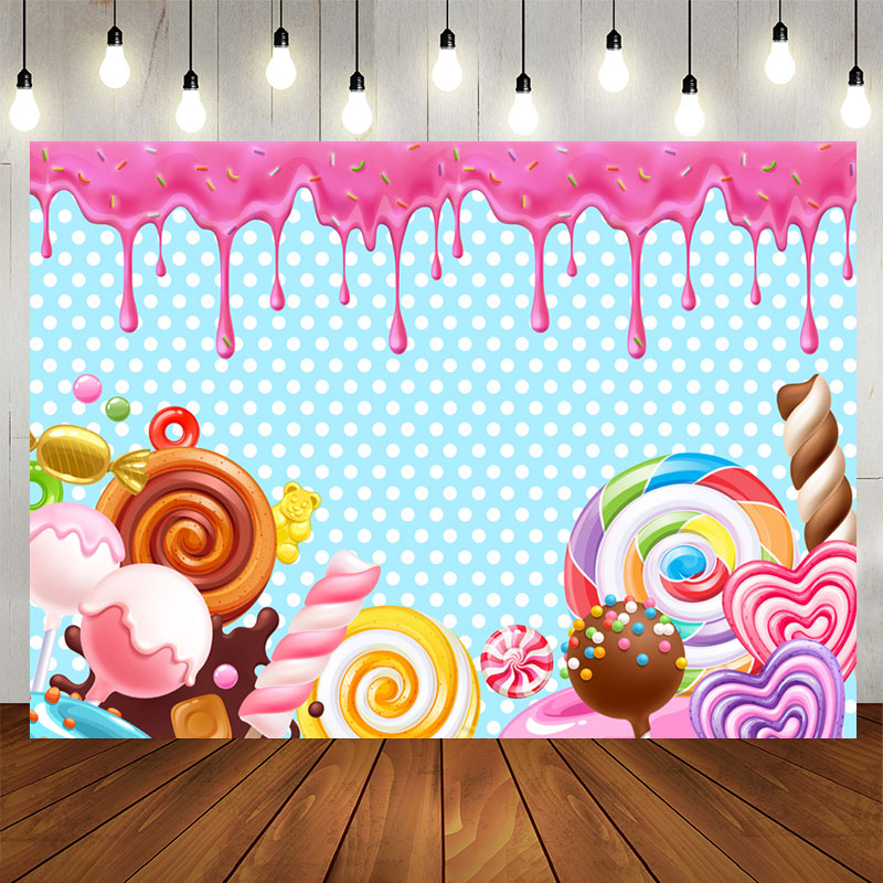 Aperturee - Simple Candy Land Happy Birthday Backdrop For Girl