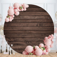 Aperturee - Simple Circle Brown Wooden Backdrop For Birthday Party