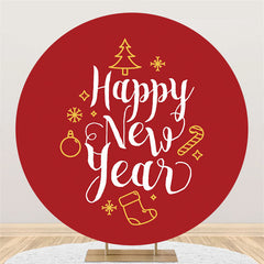 Aperturee - Simple Circle Christmas Theme Happy New Year Backdrop
