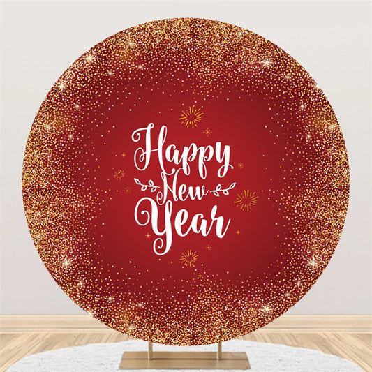 Aperturee - Simple Dots Round Happy New Year Holiday Backdrop