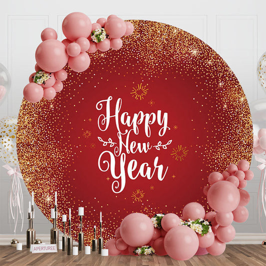 Aperturee - Simple Dots Round Happy New Year Holiday Backdrop