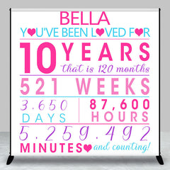 Aperturee - Simple Pink Heart Number Custom Anniversary Backdrop