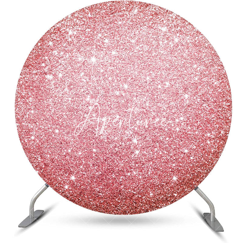 Aperturee - Simple Rose Gold Glitter Round Birthday Backdrop