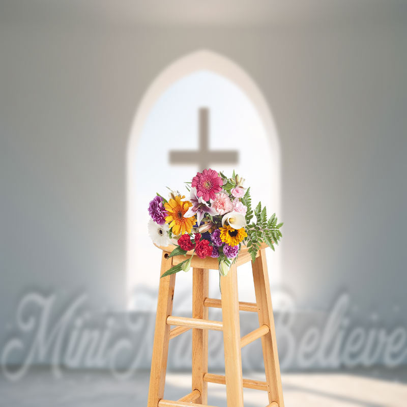 Aperturee - Simple White Wall Easter Cross Backdrop Photo Shoot