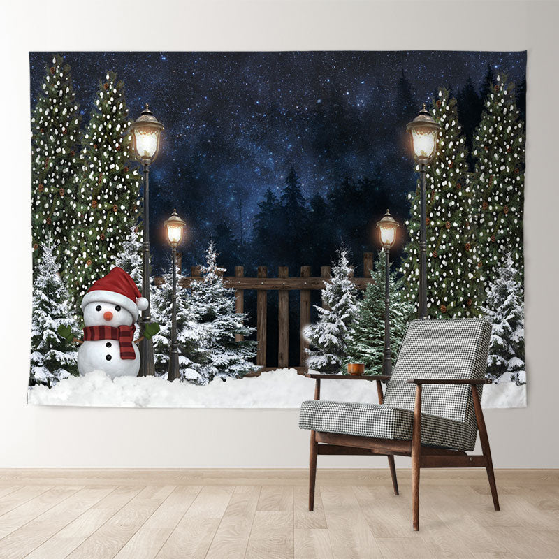 Aperturee - Slient Night With Lamp Merry Christmas Backdrop