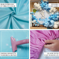 Aperturee - Sliver And Blue Crown Round Baby Shower Backdrop