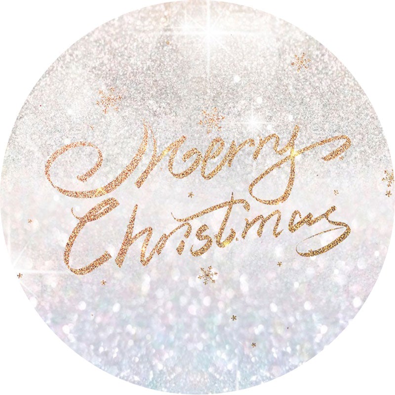 Aperturee - Sliver And Gold Glitter Round Chritmas Backdrop