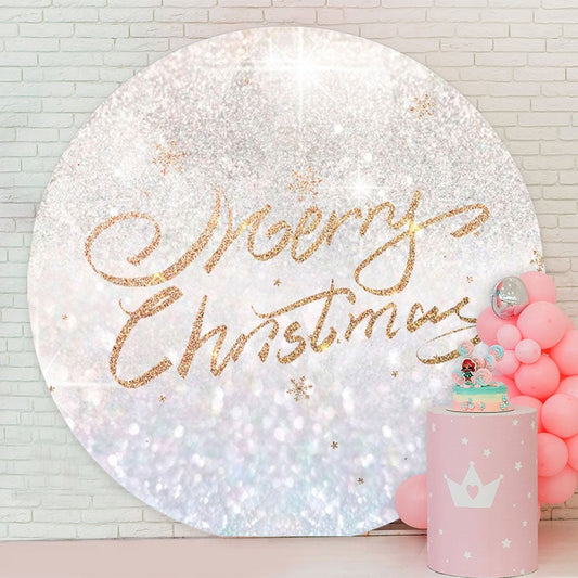 Aperturee - Sliver And Gold Glitter Round Chritmas Backdrop