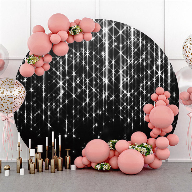 Aperturee Silver Bright Star Round Black Birthday Party Backdrop