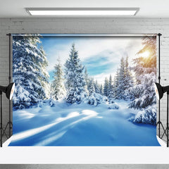 Aperturee - Snow Cover Pine Forest Sunshine Winter Backdrop