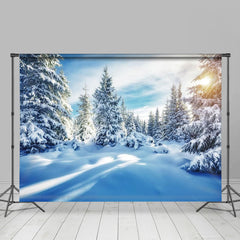 Aperturee - Snow Cover Pine Forest Sunshine Winter Backdrop