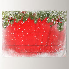 Aperturee - Snow White Spots Pine Red Wall Christmas Backdrop