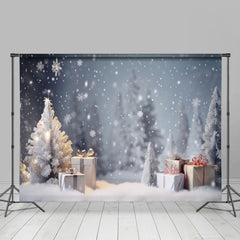 Aperturee - Snowflake Gift Boxs Xmas Trees Christmas Backdrop