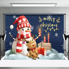 Aperturee - Snowman Elk Candle Merry Christmas Photo Backdrop