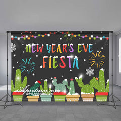 Aperturee - Snowy Cacti Colorful Fiesta New Years Eve Backdrop
