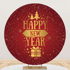 Aperturee - Snowy Dots Gifts Happy New Year Round Holiday Backdrop