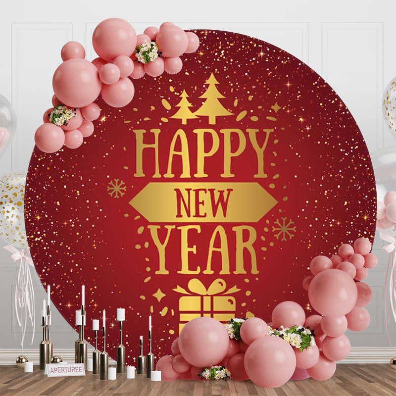 Aperturee - Snowy Dots Gifts Happy New Year Round Holiday Backdrop