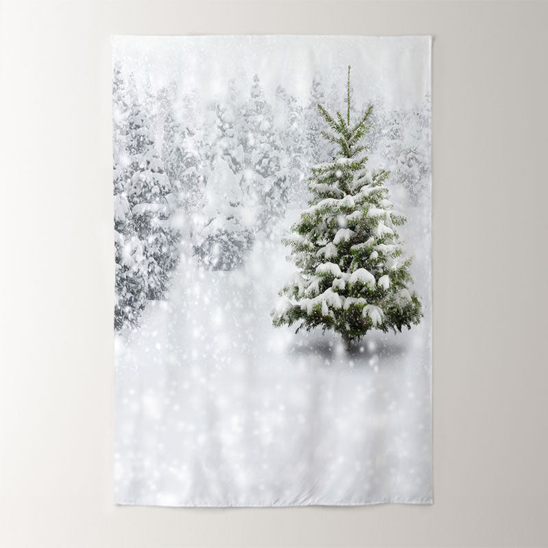 Aperturee - Snowy Forest Winter Scene Backdrop For Photograph
