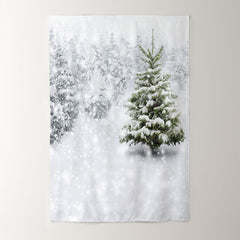 Aperturee - Snowy Forest Winter Scene Backdrop For Photograph