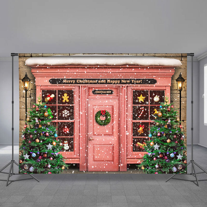 Aperturee - Snowy Merry Christmas And Happy New Year Backdrop