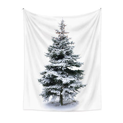 Aperturee - Snowy Tree Vintage Christmas Tapestry Wall Hanging
