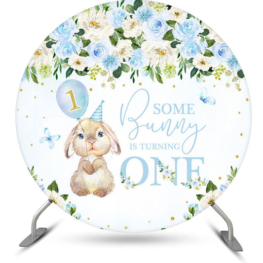 Aperturee - Some Bunny Is Turning One Flower Birthday Backdrop