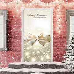 Aperturee - Sparkle Gold Bow Tie Merry Christmas Door Cover