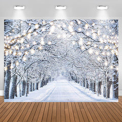 Aperturee - Sparkle Light Snowy Forest Path Bokeh Party Backdrop