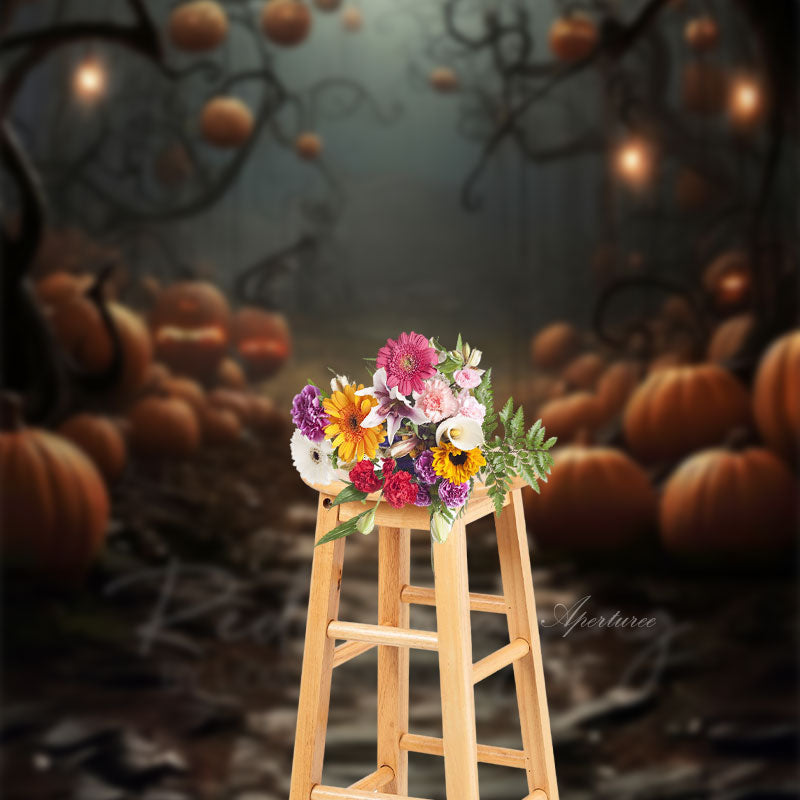 Aperturee - Spooky Pumpkin Halloween Portrait Studio Backdrop