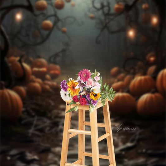 Aperturee - Spooky Pumpkin Halloween Portrait Studio Backdrop