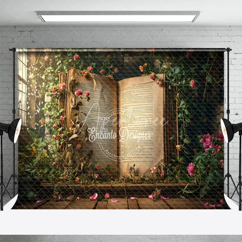 Aperturee - Spring Fantasy Window Flowers Book Photo Backdrop