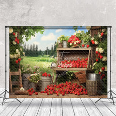 Aperturee - Spring Strawberry Shop White Flowers Sky Backdrop