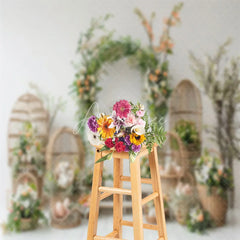 Aperturee - Spring White Wall Flowers Interior Birthday Backdrop