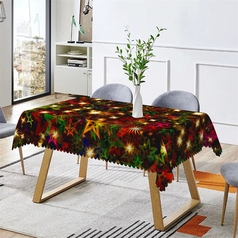 Aperturee - Star Light Christmas Rectangle Tablecloth for Family