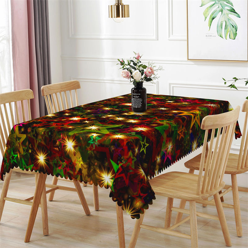 Aperturee - Star Light Christmas Rectangle Tablecloth for Family