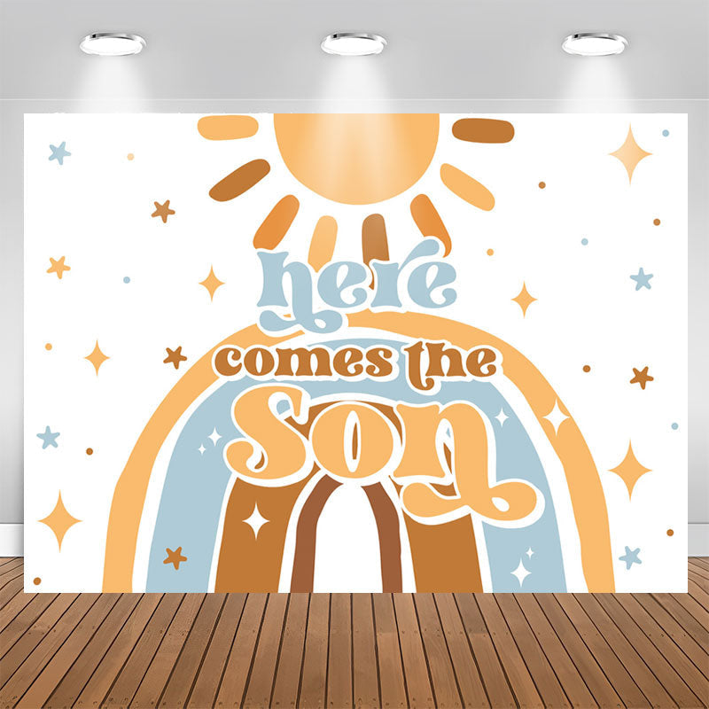 Aperturee - Star Sun Here Comes The Son Baby Shower Backdrop