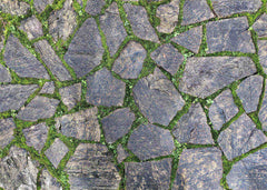 Aperturee - Stone Road With Green Grass Texture Rubber Floor Mat