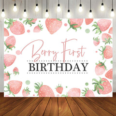 Aperturee - Strawberry First Sweet Birthday For Girl Backdrop